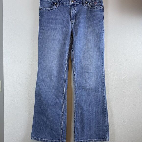 Harley Davidson Women's Sz 14 Jeans Pink Embellished Pockets Denim Straight Leg - Picture 1 of 12